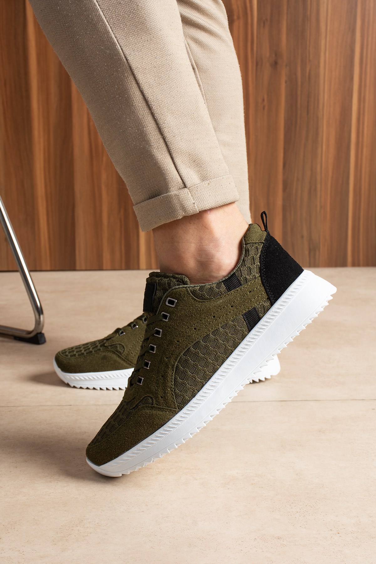Haki Triko Erkek Sneaker