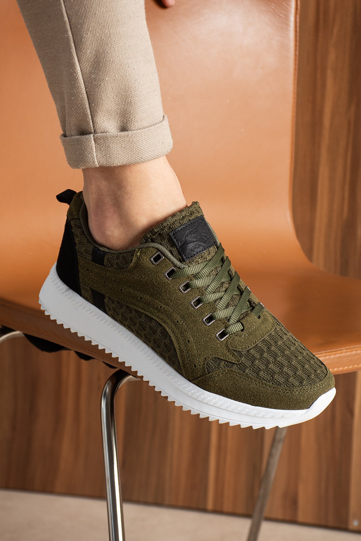 Haki Triko Erkek Sneaker