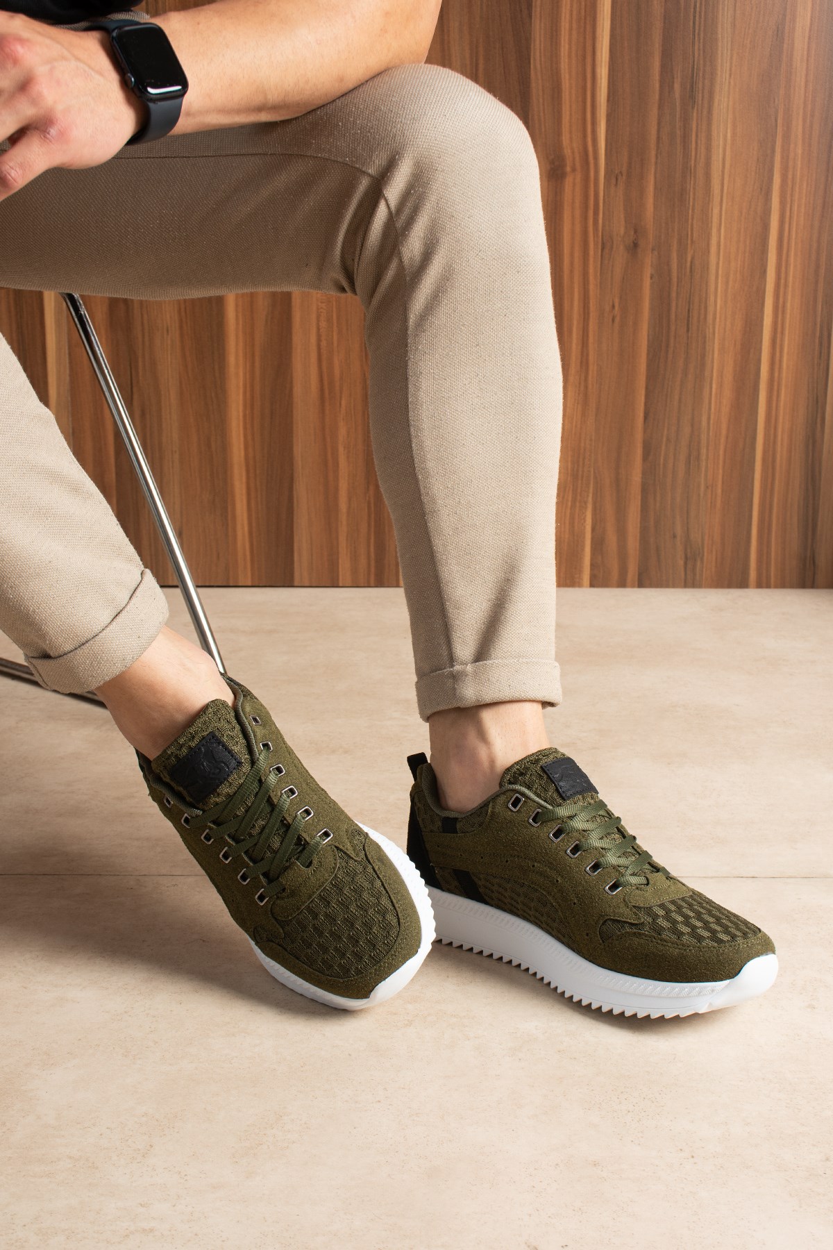 Haki Triko Erkek Sneaker