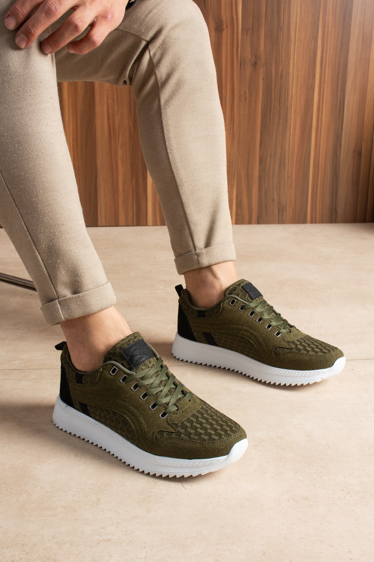 Haki Triko Erkek Sneaker