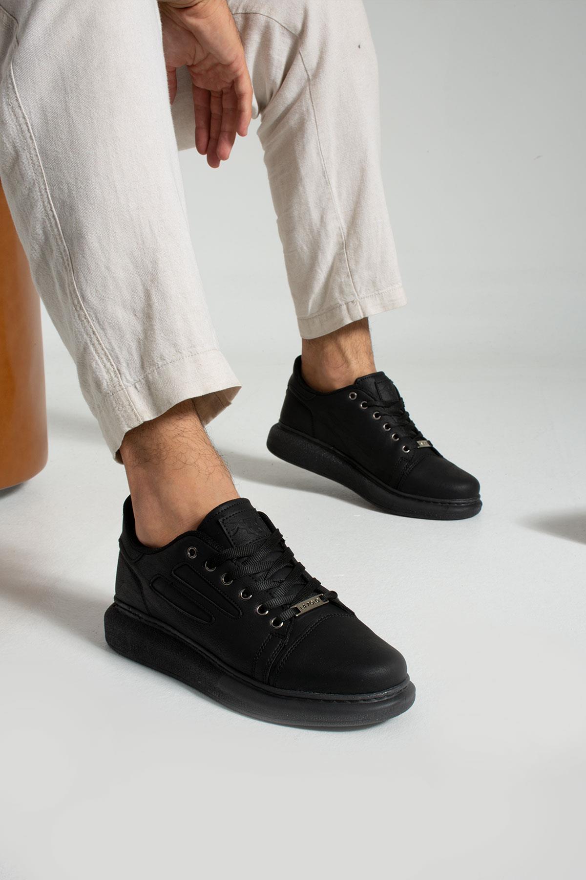 Kalın Tabanlı Siyah Erkek Sneaker Ayakkabı