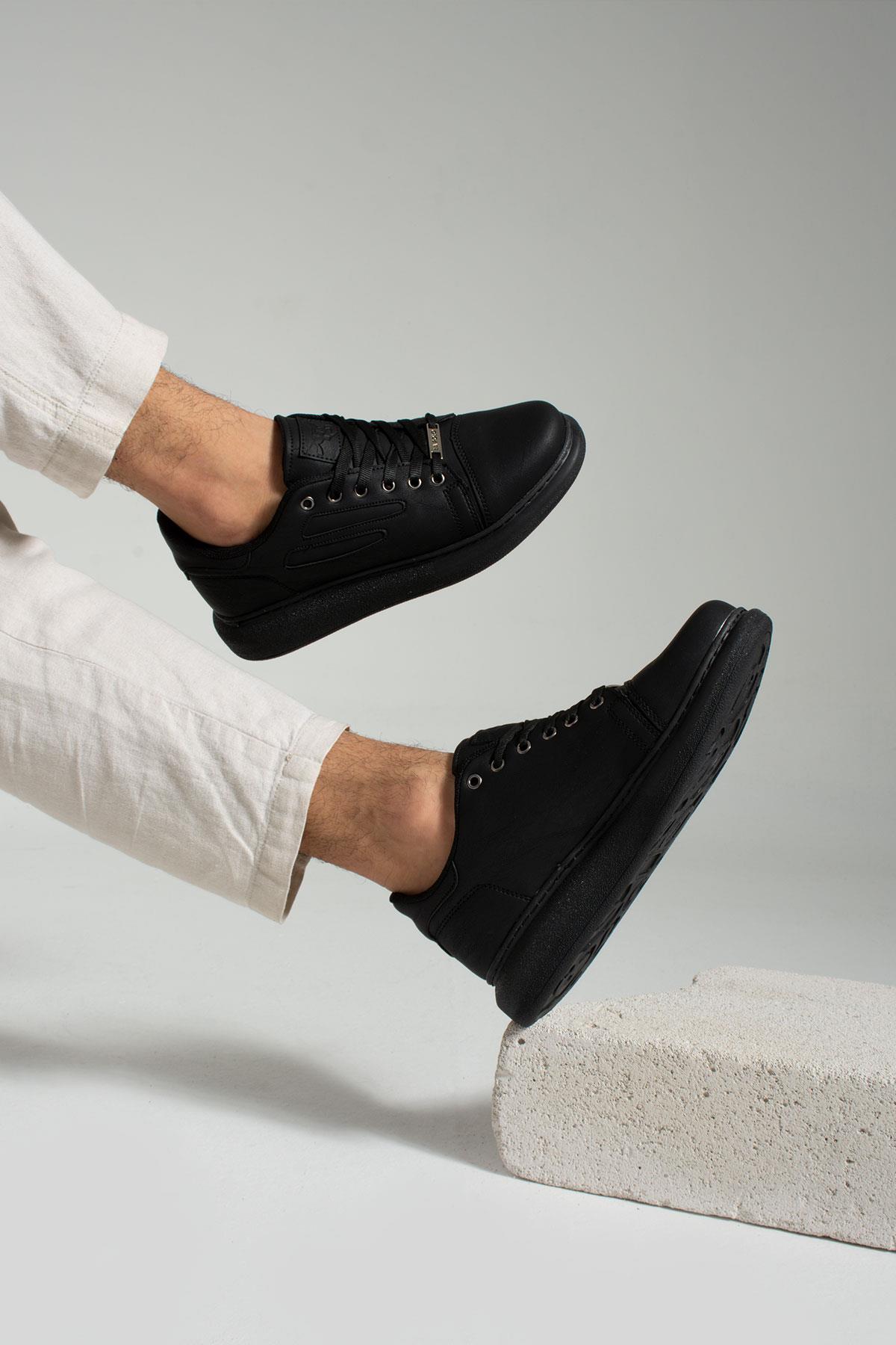 Kalın Tabanlı Siyah Erkek Sneaker Ayakkabı