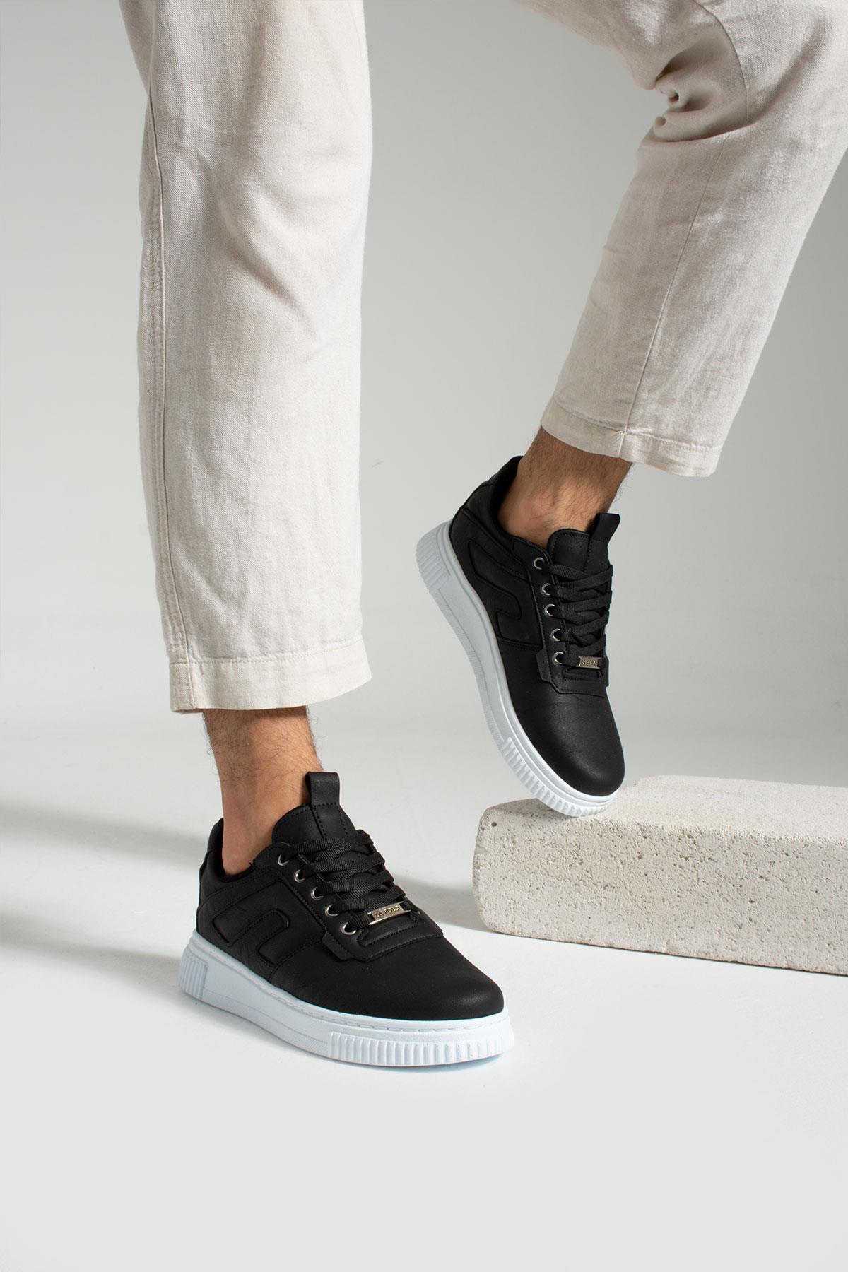 L.A Polo 345 Siyah Renk Beyaz Tabanlı Erkek Günlük Ayakkabı