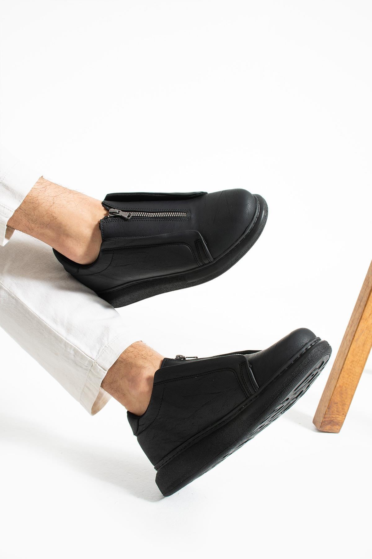 L.A Polo 355 Siyah Renk Siyah Tabanlı Bağcıksız Günlük Erkek Spor Ayakkabı