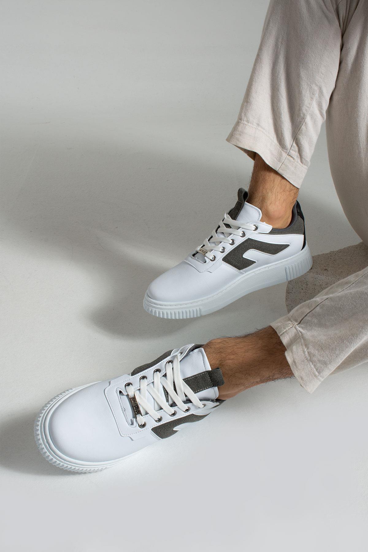 L.A Polo 345 Beyaz Füme Renk Beyaz Tabanlı Erkek Günlük Ayakkabı