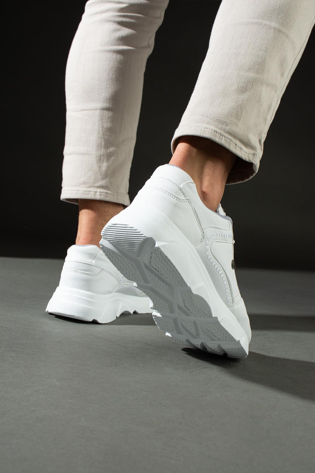 L.A Polo 012 Beyaz Renk Beyaz Tabanlı Bağcıksız Günlük Erkek Spor Ayakkabı