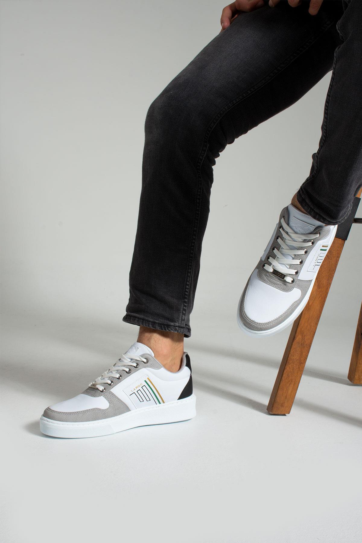 L.A Polo 335 Beyaz Buz Siyah Renk Beyaz Tabanlı Erkek Günlük Ayakkabı