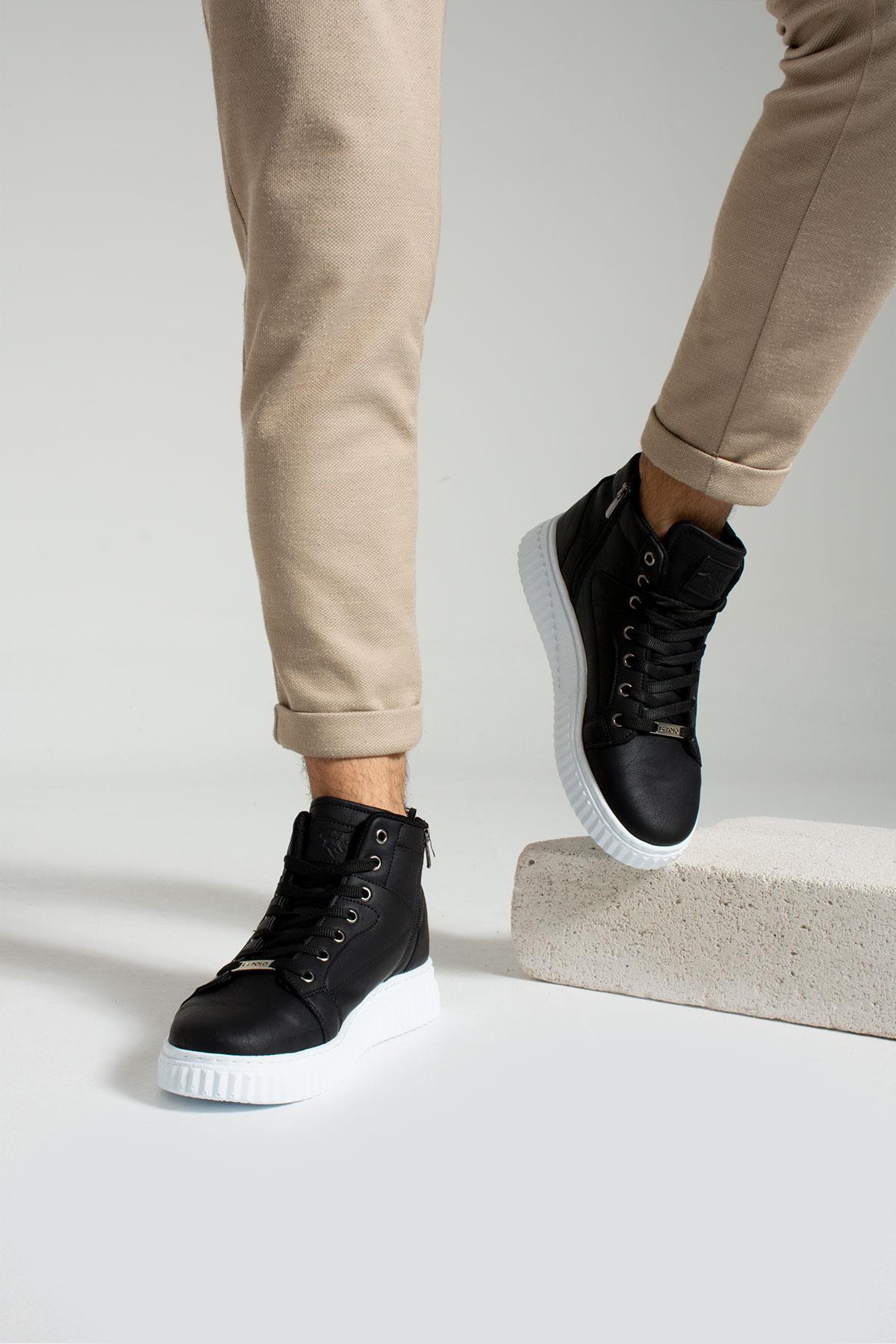 L.A Polo 013 Siyah Renk Beyaz Tabanlı Erkek Günlük Ayakkabı