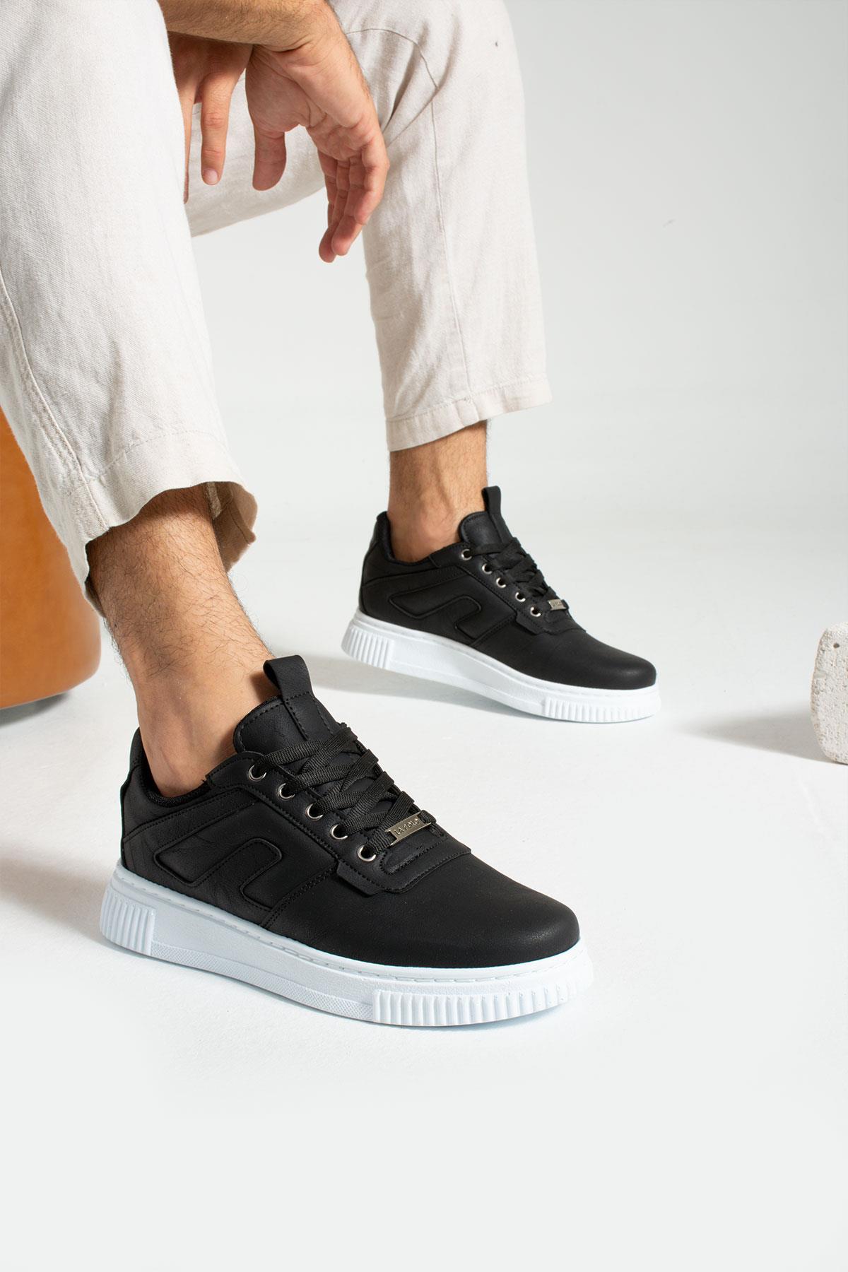 L.A Polo 345 Siyah Renk Beyaz Tabanlı Erkek Günlük Ayakkabı