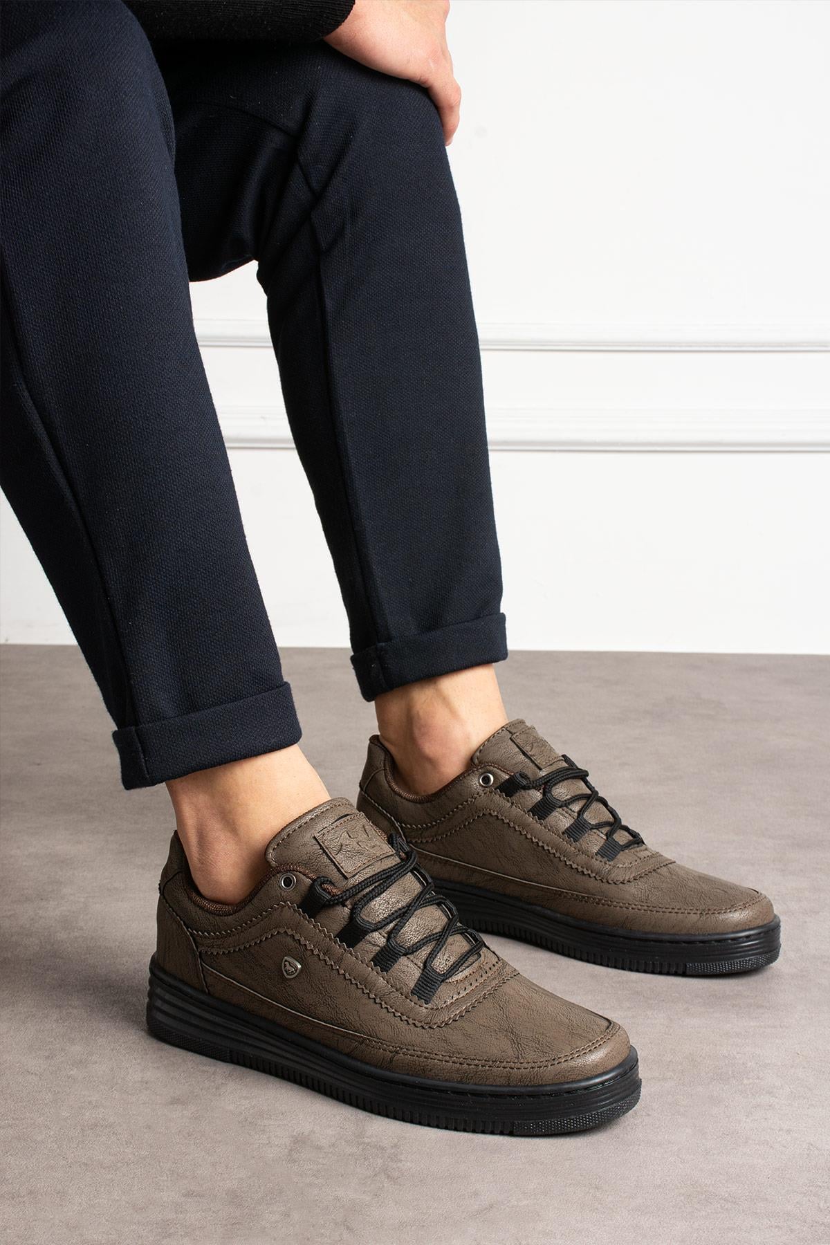 L.A Polo 519 Vizon Renk Siyah Tabanlı Bağcıklı Günlük Erkek Spor Ayakkabı