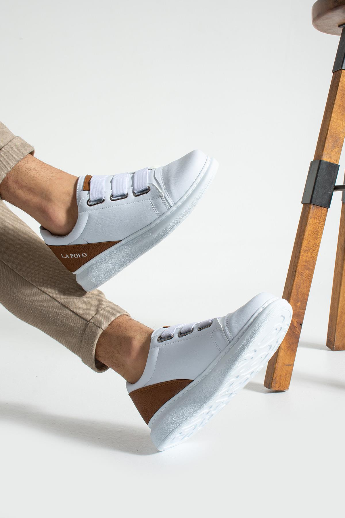 L.A Polo 341 Beyaz Taba Renk Beyaz Tabanlı Günlük Erkek Spor Ayakkabı