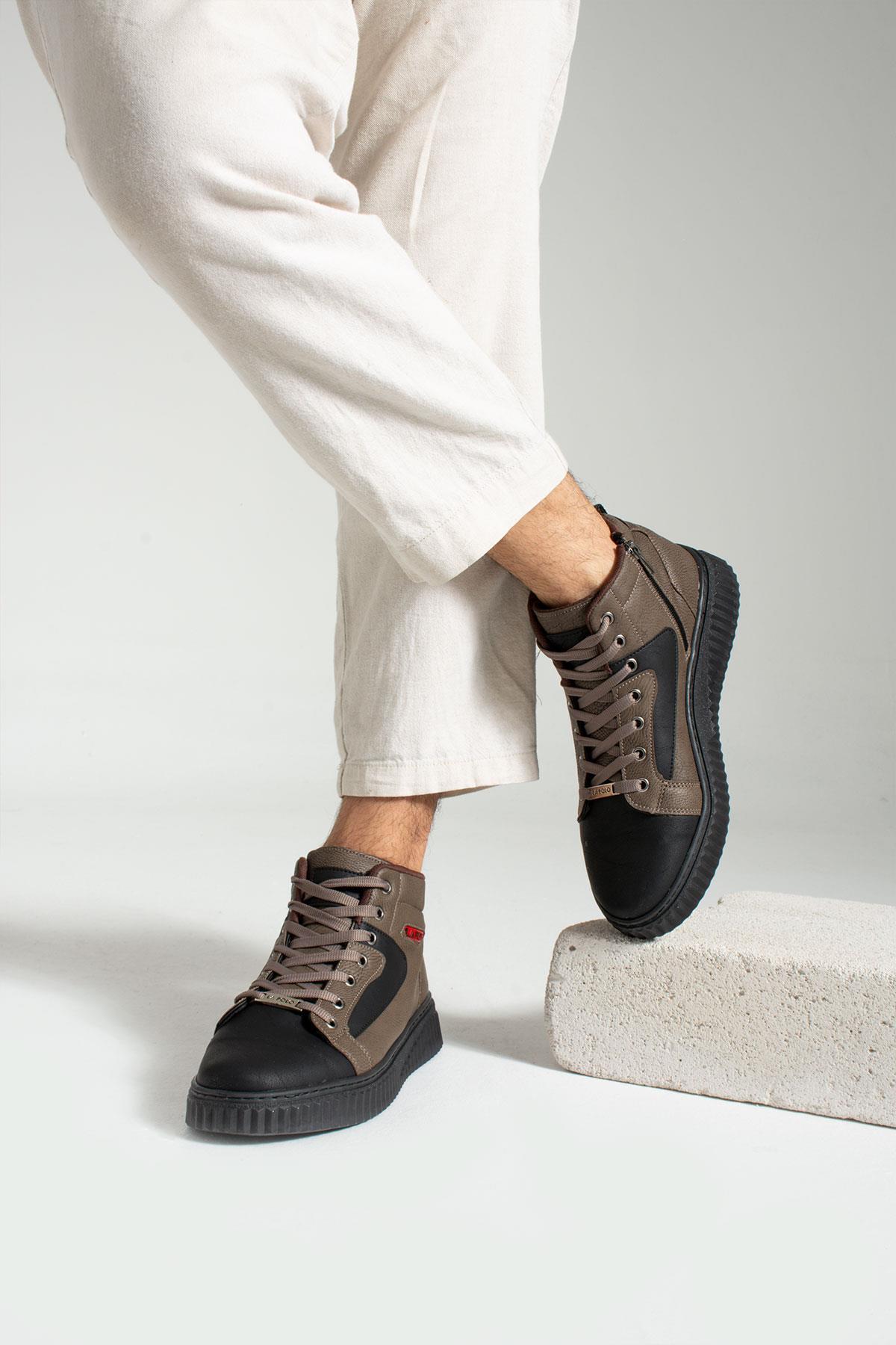 L.A Polo 013 Vizon Renk Siyah Tabanlı Erkek Günlük Ayakkabı