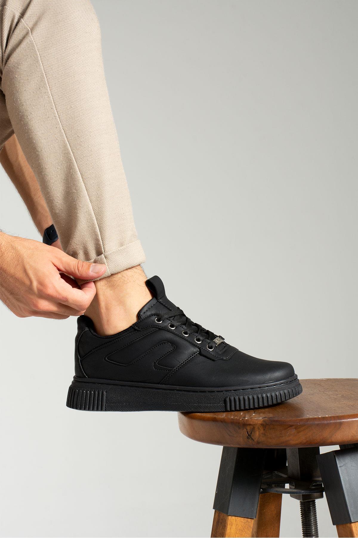 L.A Polo 345 Siyah Renk Siyah Tabanlı Erkek Günlük Ayakkabı