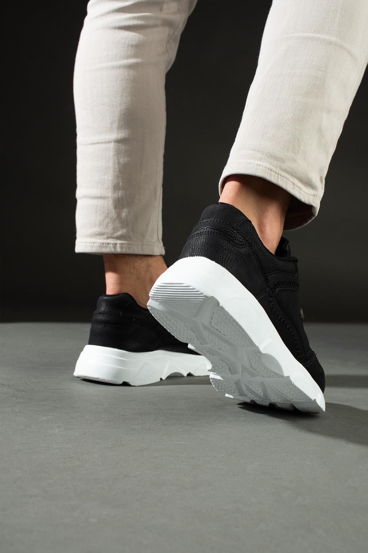 L.A Polo 012 Siyah Renk Beyaz Tabanlı Bağcıksız Günlük Erkek Spor Ayakkabı