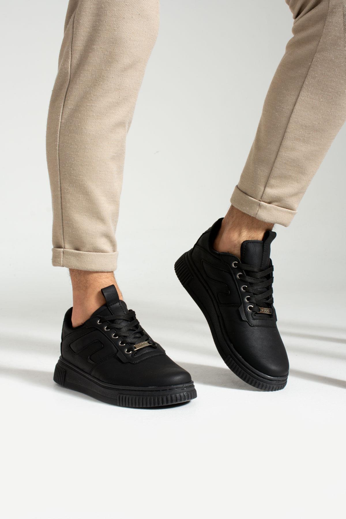 L.A Polo 345 Siyah Renk Siyah Tabanlı Erkek Günlük Ayakkabı