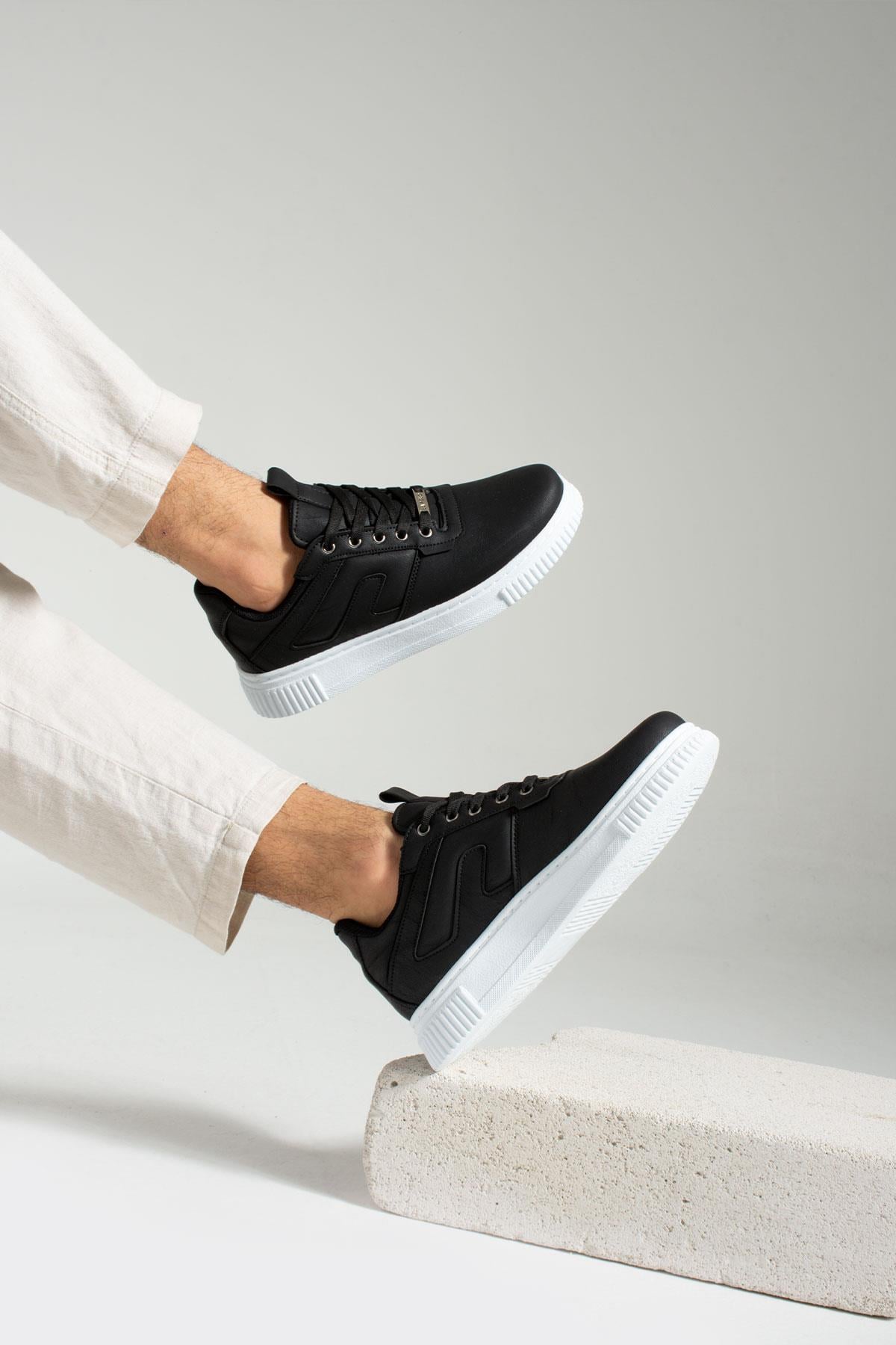 L.A Polo 345 Siyah Renk Beyaz Tabanlı Erkek Günlük Ayakkabı