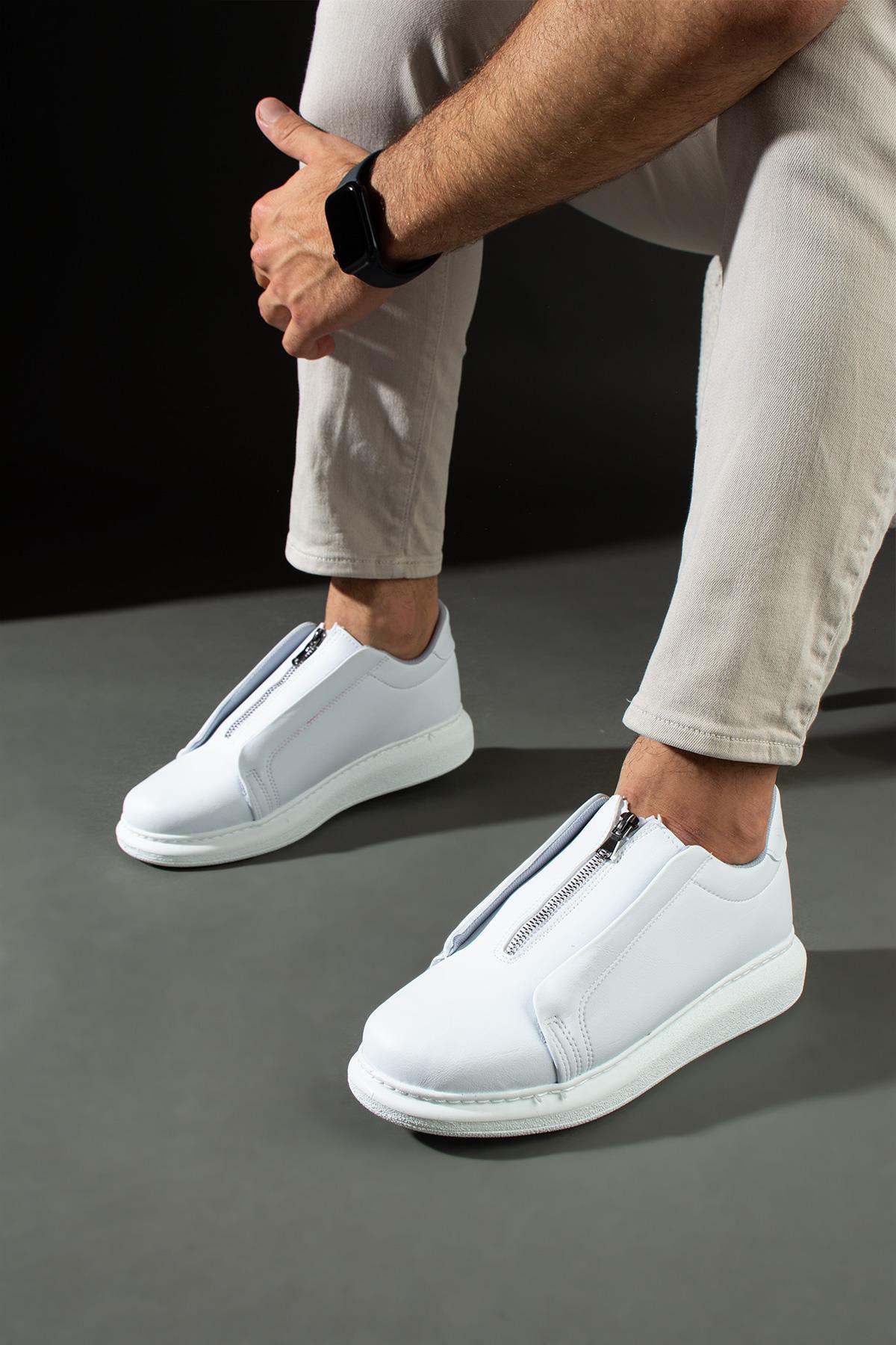 L.A Polo 355 Beyaz Renk Beyaz Tabanlı Bağcıksız Günlük Erkek Spor Ayakkabı
