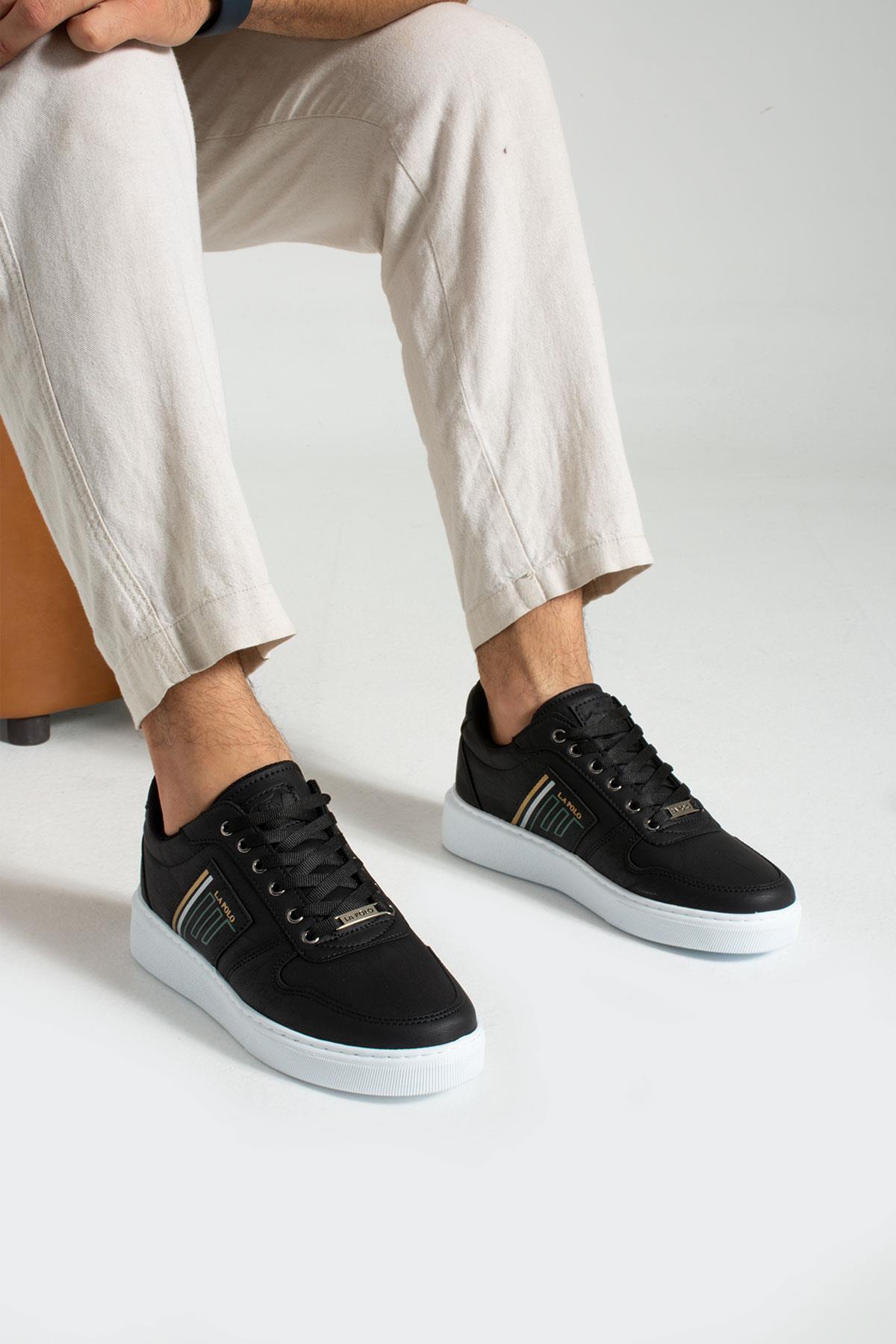L.A Polo 335 Siyah Renk Beyaz Tabanlı Erkek Günlük Ayakkabı
