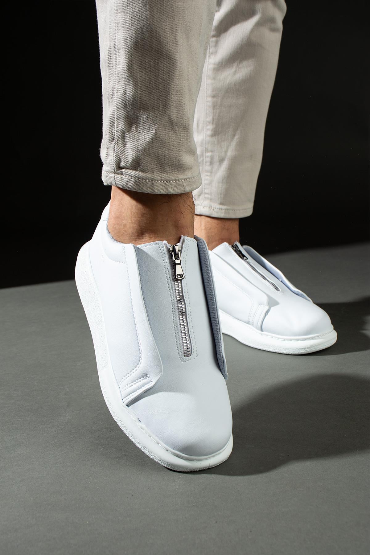 L.A Polo 355 Beyaz Renk Beyaz Tabanlı Bağcıksız Günlük Erkek Spor Ayakkabı