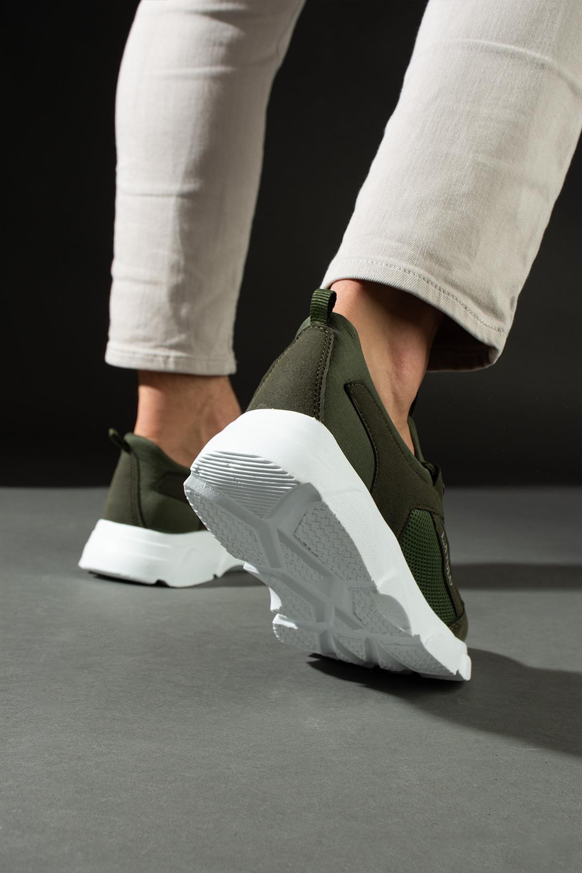 L.A Polo 511 Haki Renk Beyaz Tabanlı Bağcıksız Günlük Erkek Spor Ayakkabı