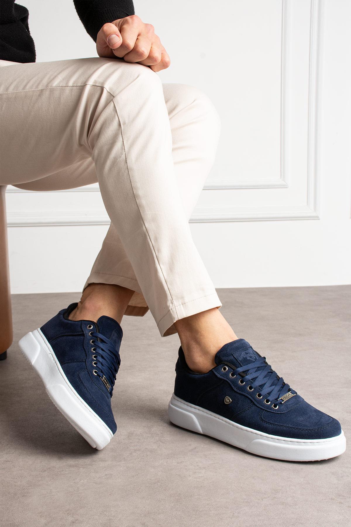 L.A Polo 063 Lacivert Renk Beyaz Tabanlı Günlük Erkek Spor Ayakkabı