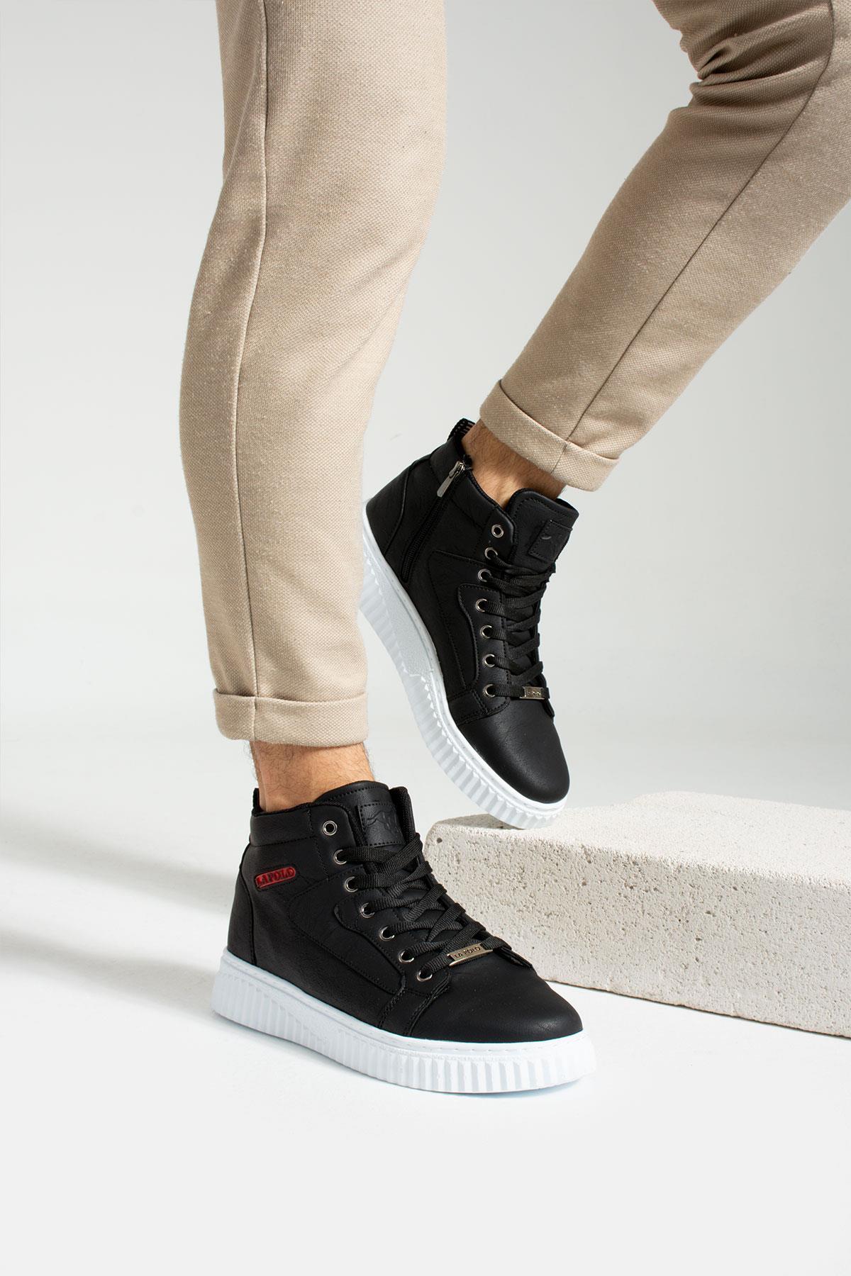 L.A Polo 013 Siyah Renk Beyaz Tabanlı Erkek Günlük Ayakkabı