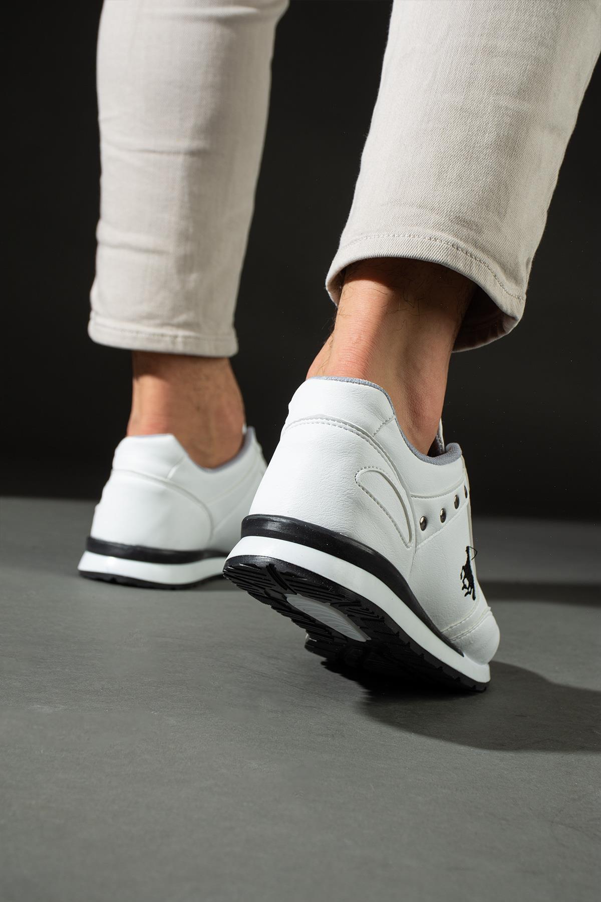 L.A Polo 351 Beyaz Renk Beyaz Tabanlı Bağcıksız Günlük Erkek Spor Ayakkabı