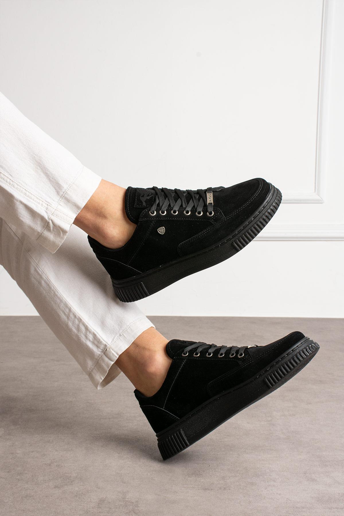 L.A Polo 039 Siyah Renk Siyah Tabanlı Günlük Erkek Spor Ayakkabı