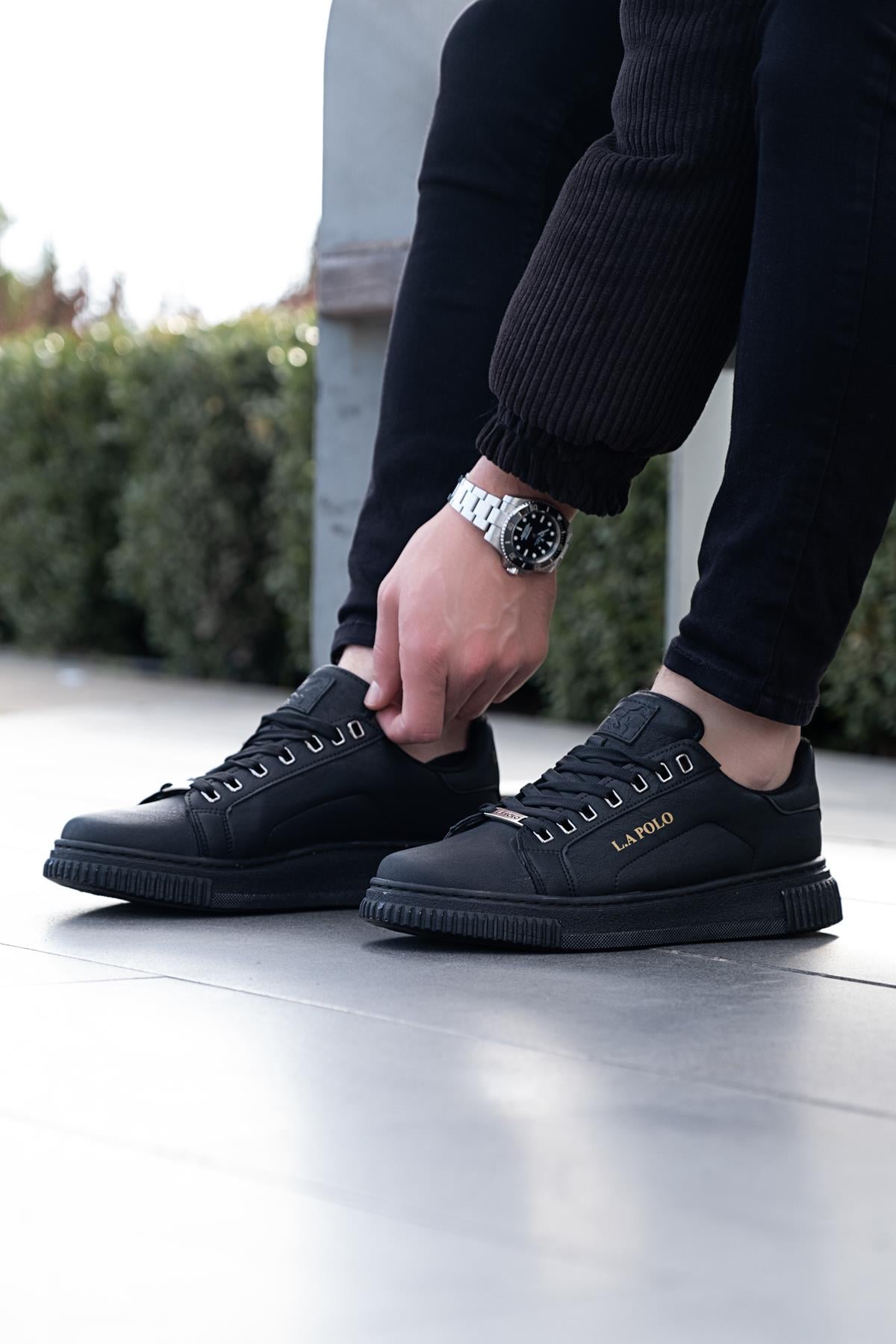 L.A Polo 093 Siyah Renk Siyah Tabanlı Erkek Günlük Ayakkabı