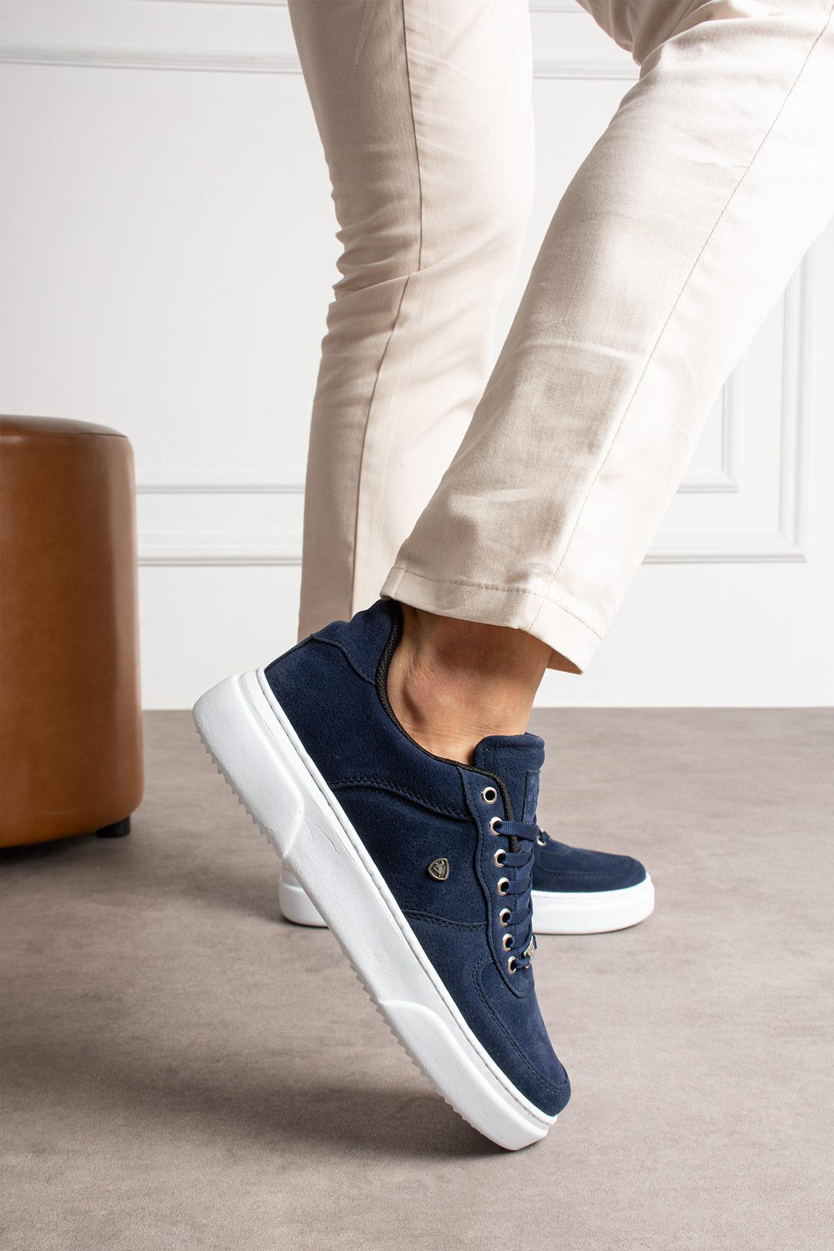 L.A Polo 063 Lacivert Renk Beyaz Tabanlı Günlük Erkek Spor Ayakkabı