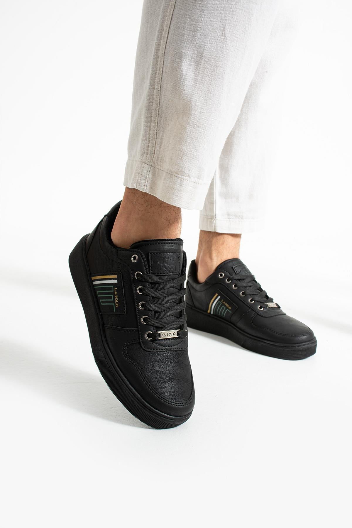 L.A Polo 335 Siyah Renk Siyah Tabanlı Erkek Günlük Ayakkabı