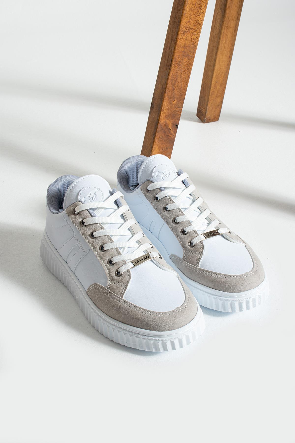 L.A Polo 509 Beyaz Buz Renk Beyaz Tabanlı Bağcıklı Günlük Erkek Spor Ayakkabı
