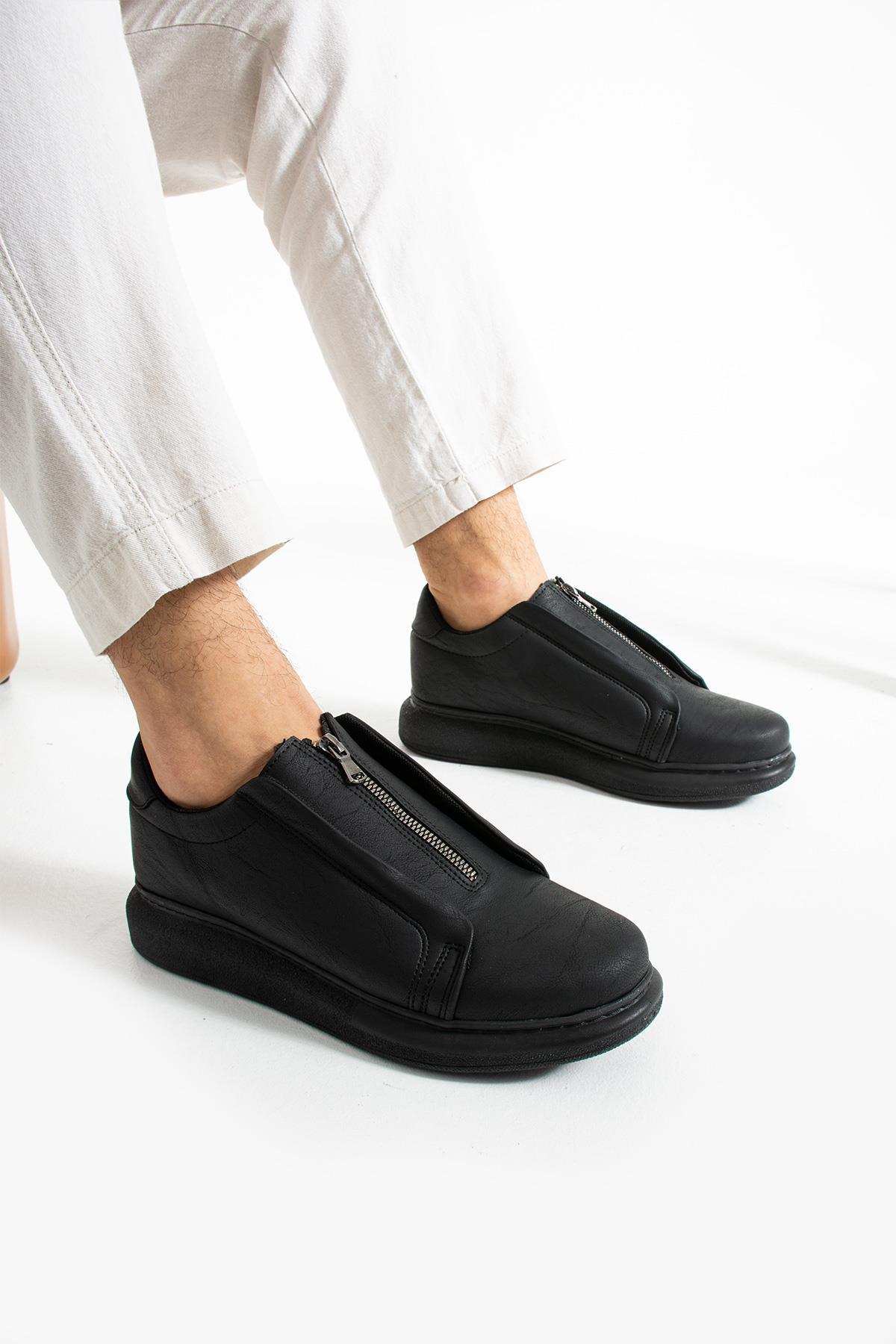 L.A Polo 355 Siyah Renk Siyah Tabanlı Bağcıksız Günlük Erkek Spor Ayakkabı