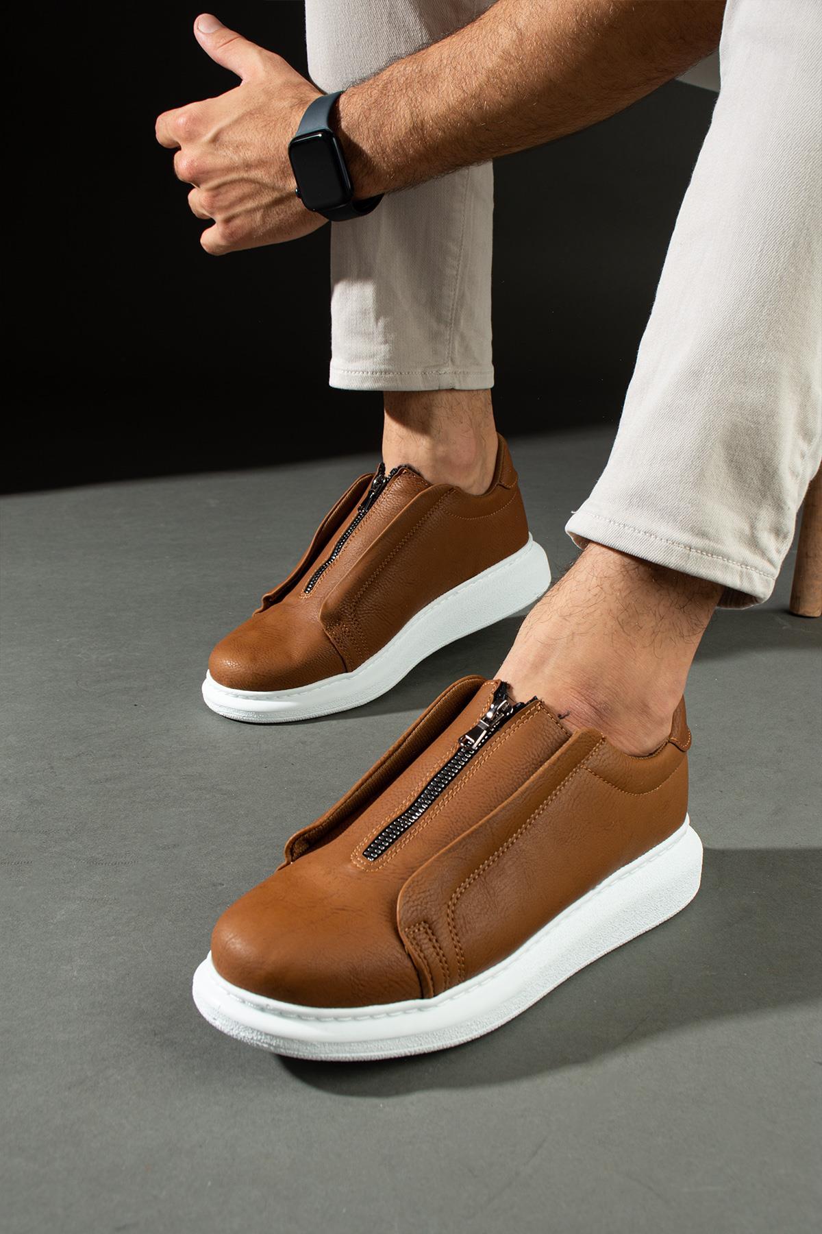 L.A Polo 355 Taba Renk Beyaz Tabanlı Bağcıksız Günlük Erkek Spor Ayakkabı