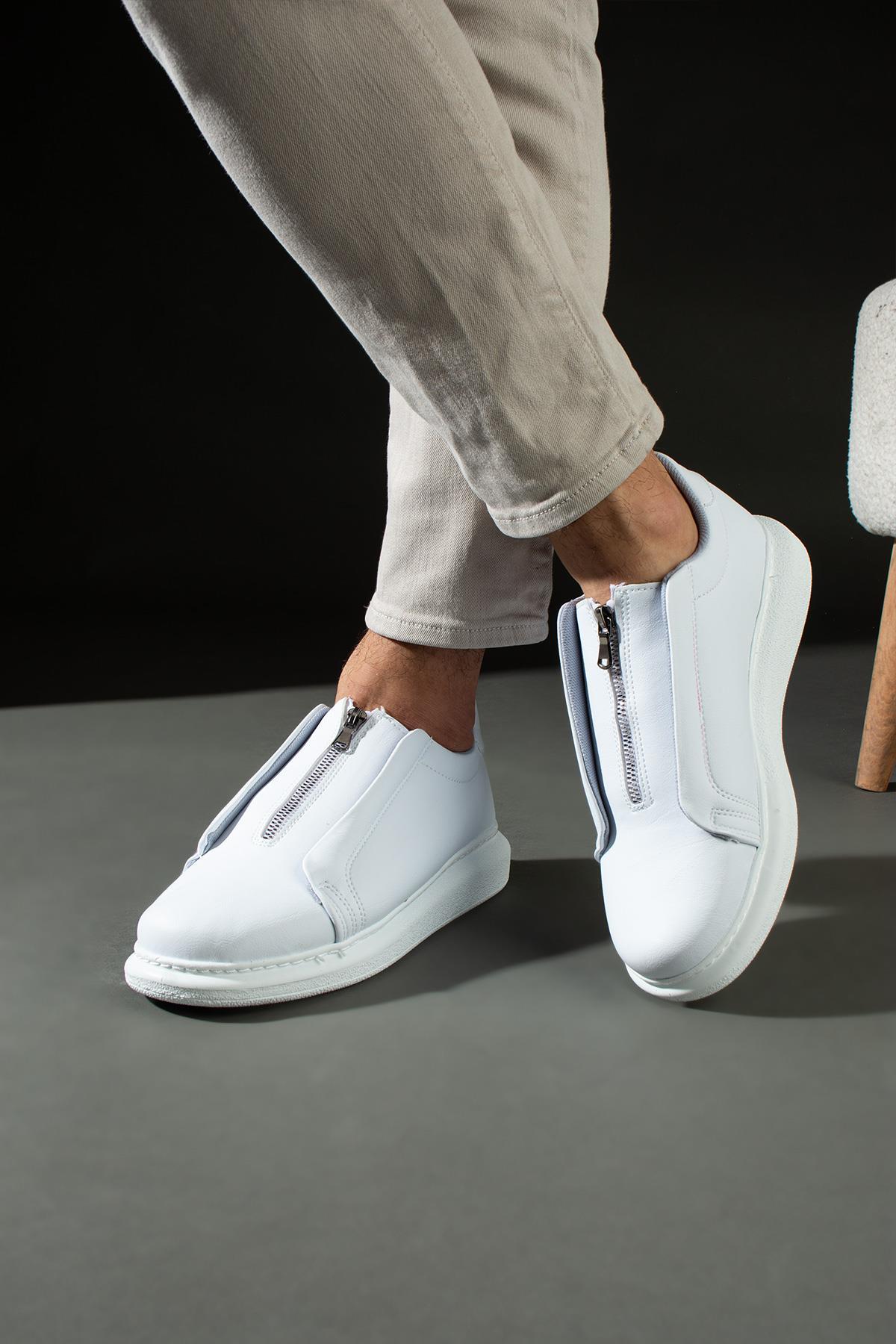 L.A Polo 355 Beyaz Renk Beyaz Tabanlı Bağcıksız Günlük Erkek Spor Ayakkabı