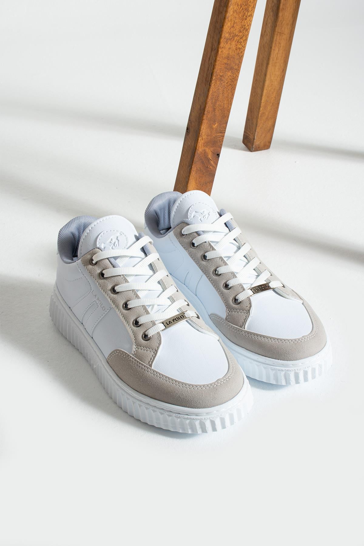 L.A Polo 509 Beyaz Buz Renk Beyaz Tabanlı Bağcıklı Günlük Erkek Spor Ayakkabı