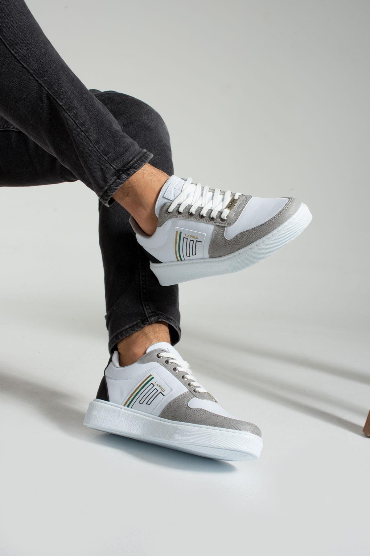 L.A Polo 335 Beyaz Buz Siyah Renk Beyaz Tabanlı Erkek Günlük Ayakkabı