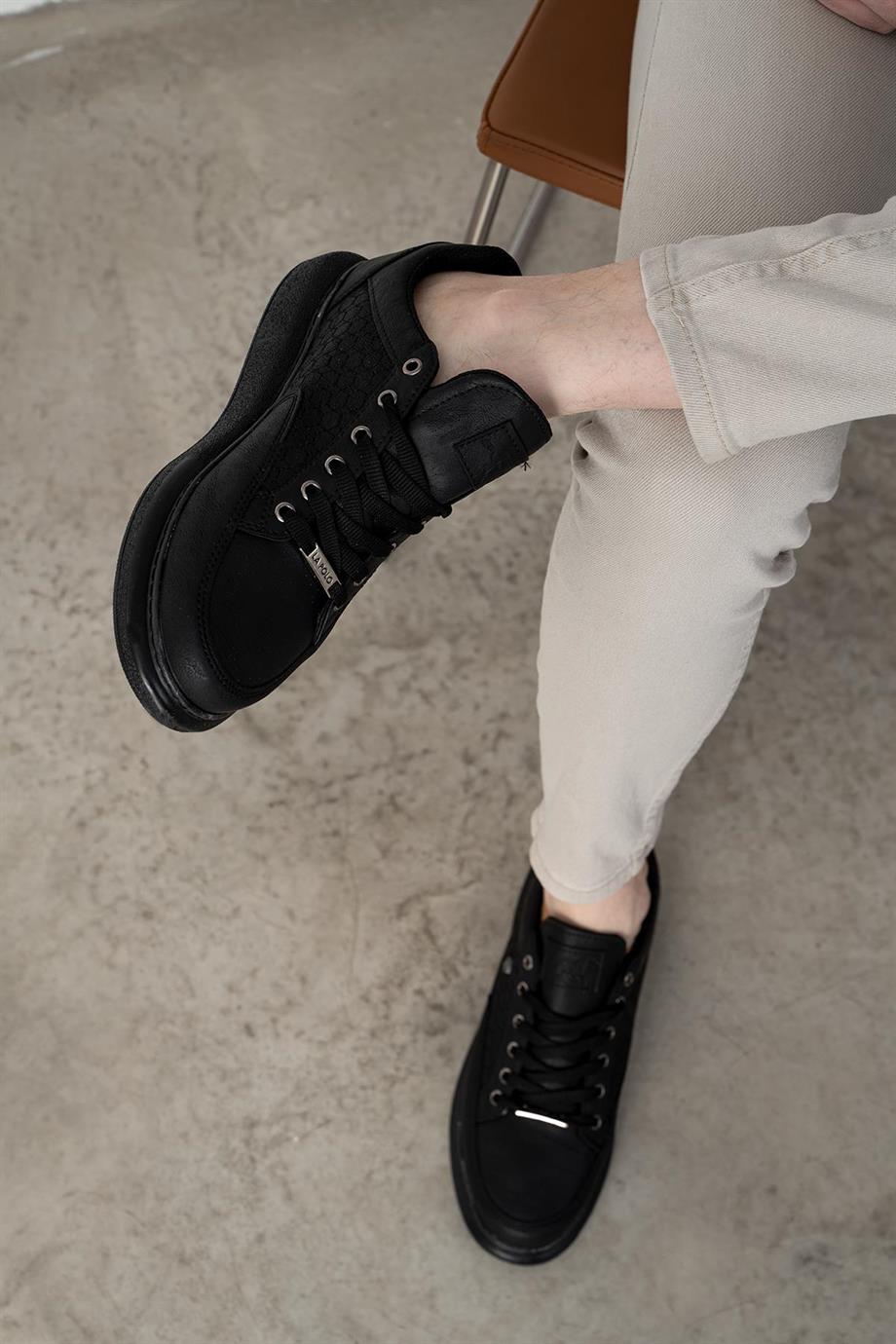 L.A Polo 059 Siyah Renk Siyah Tabanlı Erkek Günlük Ayakkabı