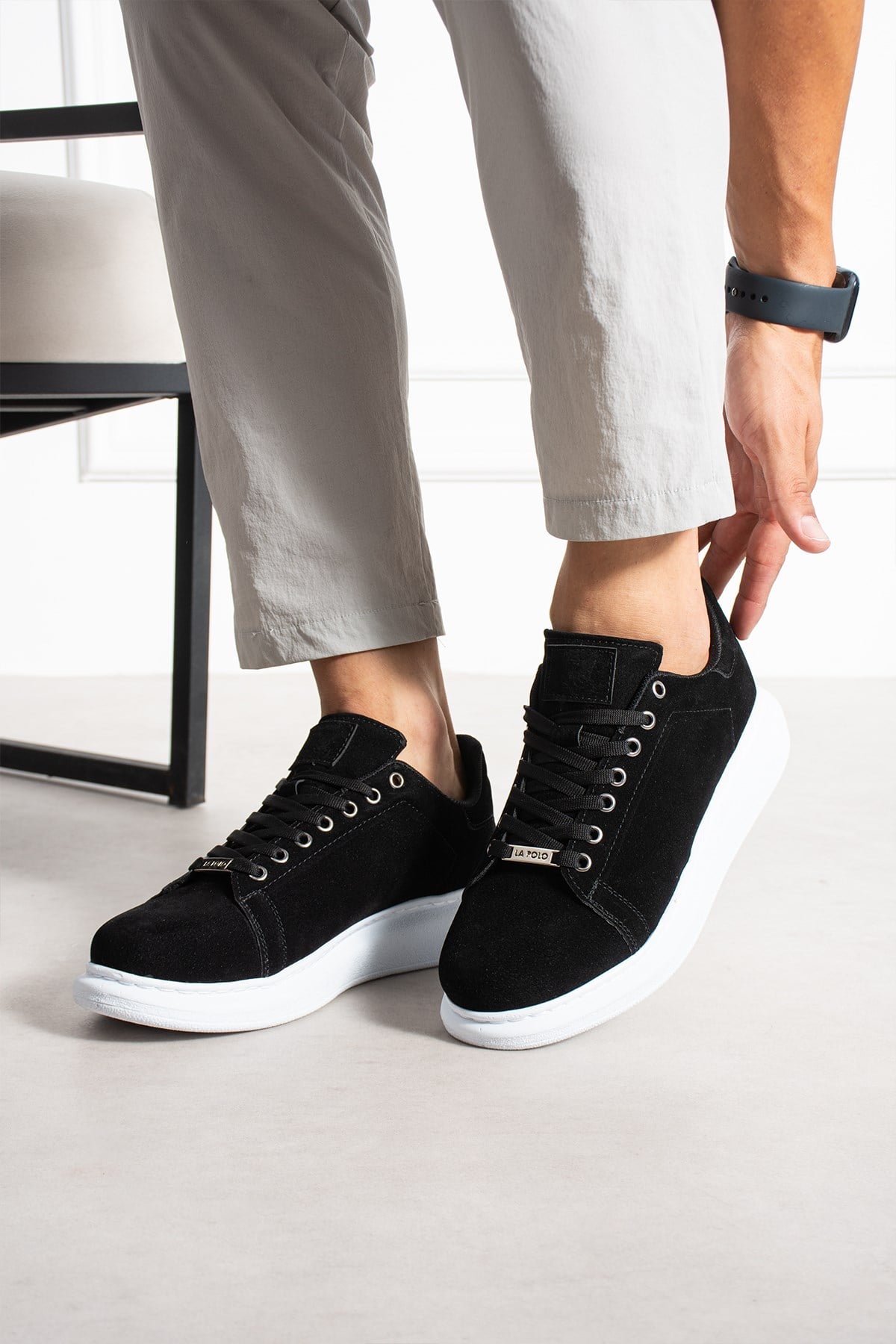 Siyah Beyaz Süet Erkek Sneaker