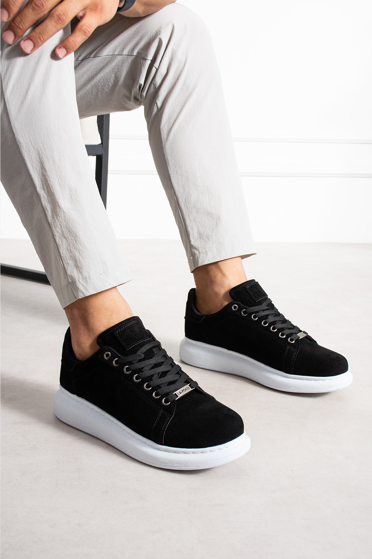 Siyah Beyaz Süet Erkek Sneaker