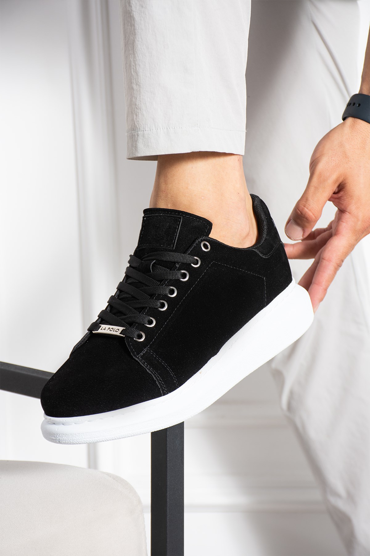 Siyah Beyaz Süet Erkek Sneaker