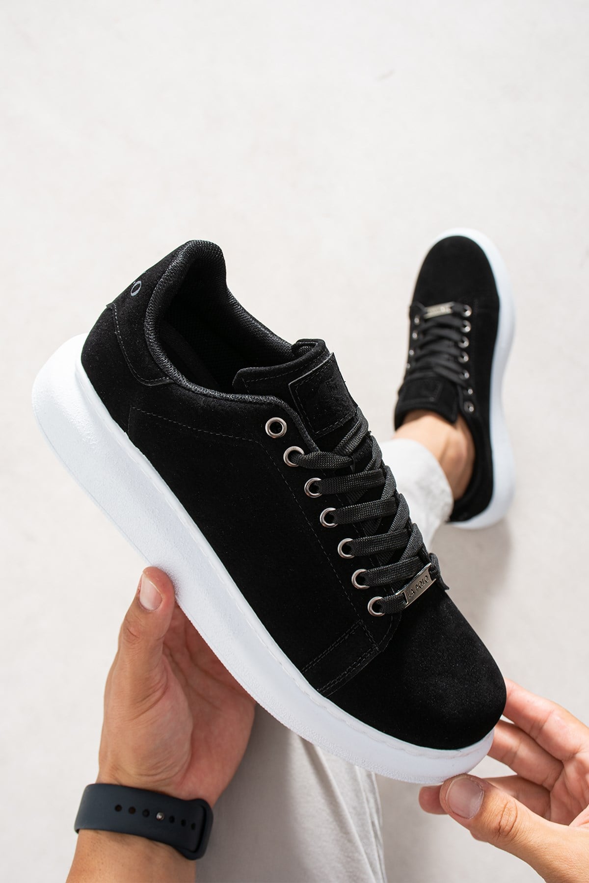 Siyah Beyaz Süet Erkek Sneaker