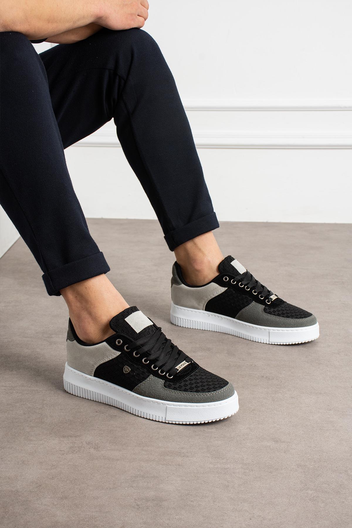 Siyah Füme Renk Nefes Alabilen Kumaş Erkek Sneaker