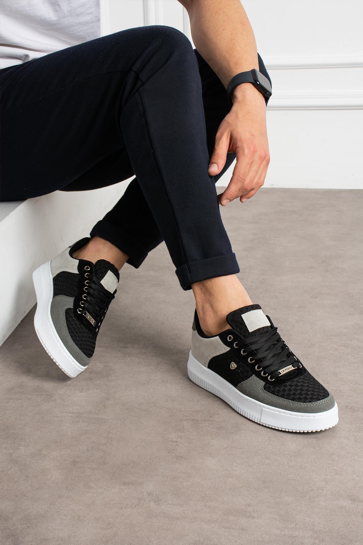 Siyah Füme Renk Nefes Alabilen Kumaş Erkek Sneaker