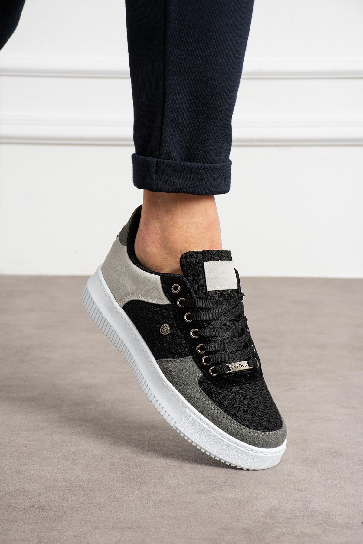 Siyah Füme Renk Nefes Alabilen Kumaş Erkek Sneaker