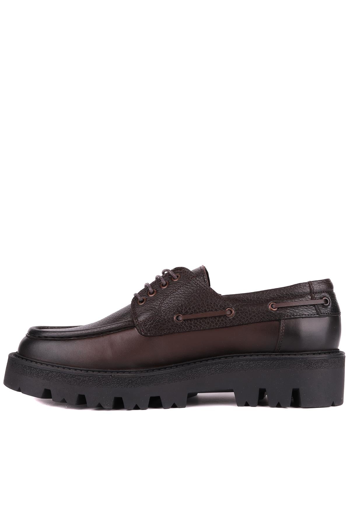 Shoetyle - Kahverengi Hakiki Deri Bağcıklı Erkek Günlük Ayakkabı 115-K512