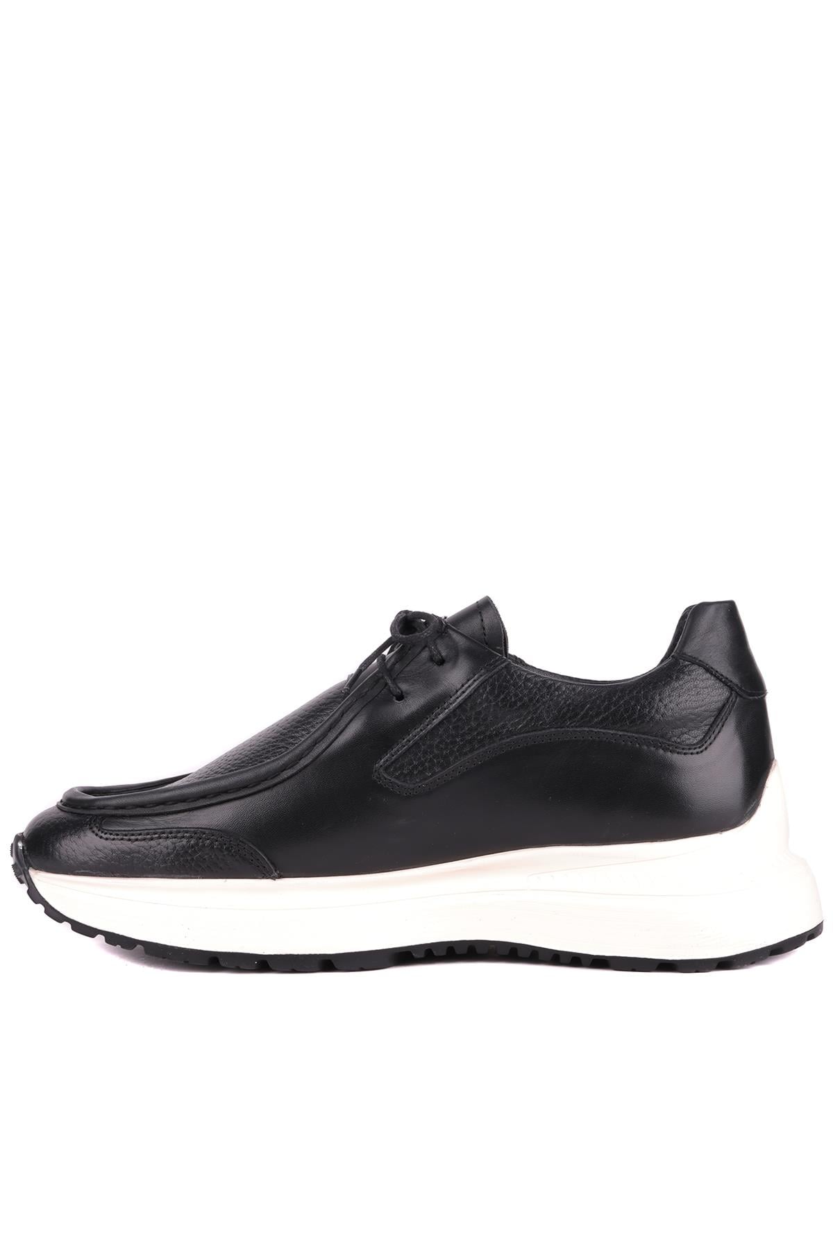 Shoetyle - Siyah Hakiki Deri Bağcıklı Erkek Günlük Ayakkabı 115-K525