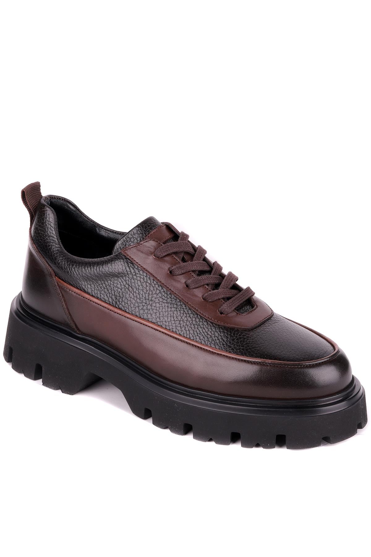 Shoetyle - Kahverengi Hakiki Deri Bağcıklı Erkek Günlük Ayakkabı 115-K534