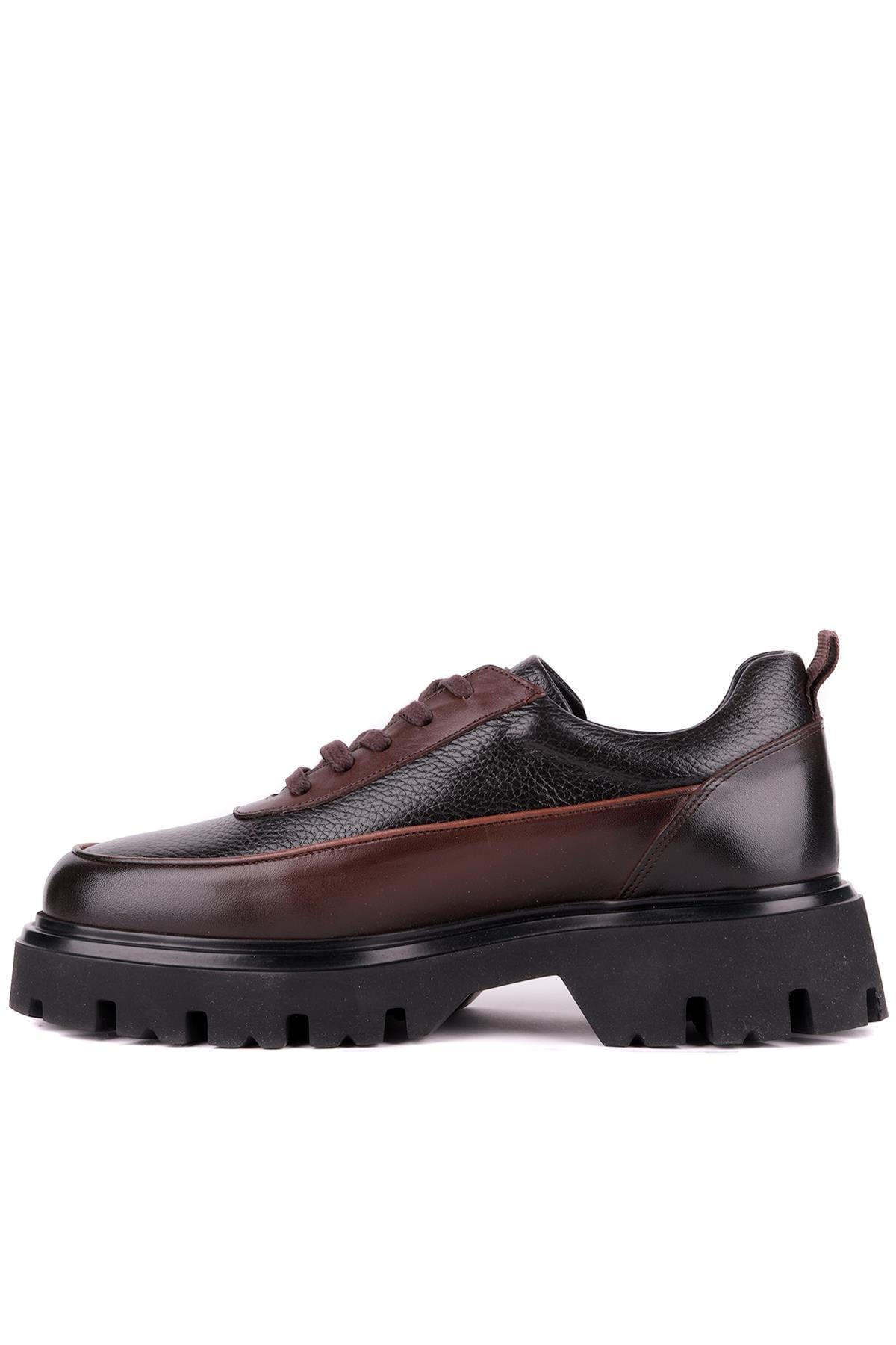 Shoetyle - Kahverengi Hakiki Deri Bağcıklı Erkek Günlük Ayakkabı 115-K534
