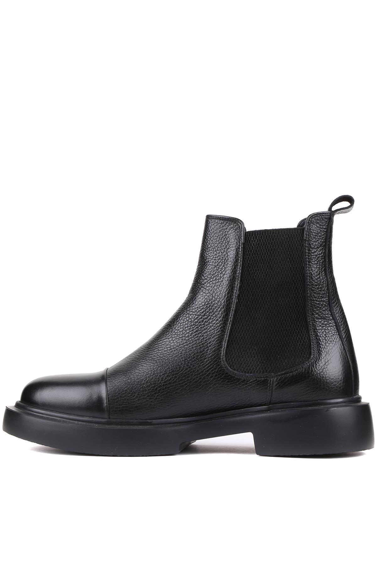 Shoetyle - Siyah Deri Erkek Chelsea Bot 250-080